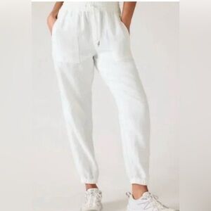 Retreat Linen Jogger Pant White size 10 NWT travel  pockets retail $89